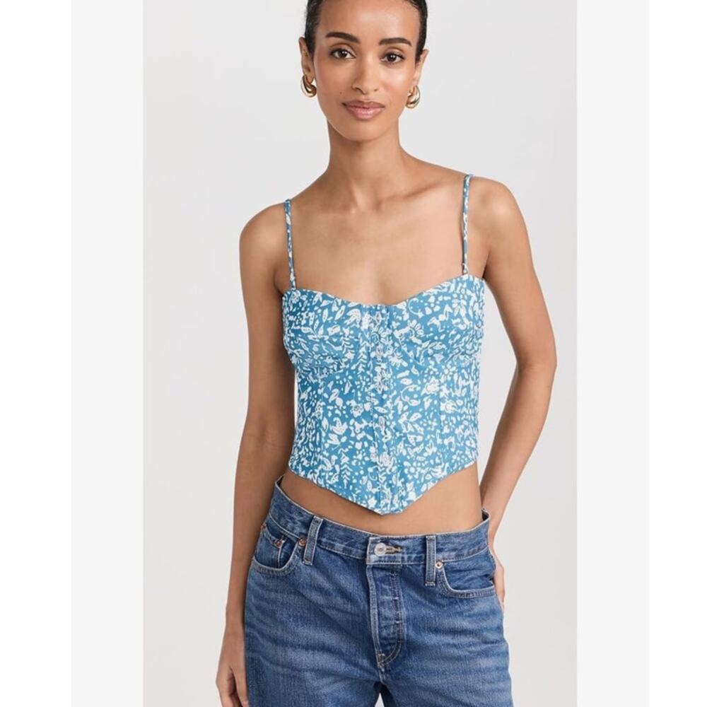 RESA Bustier‎ Top in Iris Blue and White Floral Size L